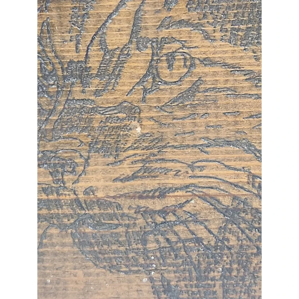 Signed Shane Davenport Bobcat Pyrography Wood Plaque‎ Tabletop Cabin Decor